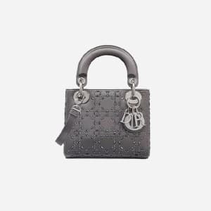 디올 여성 그레이 라인 스톤 까나쥬 새틴 레이디백 미니 - Dior Line Stone …