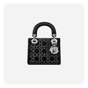 디올 여성 블랙 라인 스톤 까나쥬 새틴 레이디백 미니 - Dior Line Stone Ca…