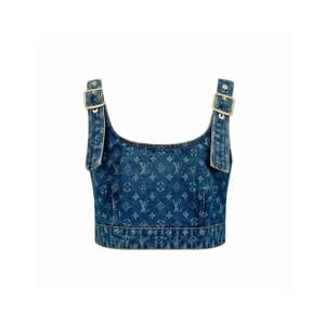 루이비통 여성 모노그램 데님 버클 스트랩 크롭 탑 - Louis vuitton Womens… - 1